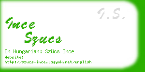 ince szucs business card